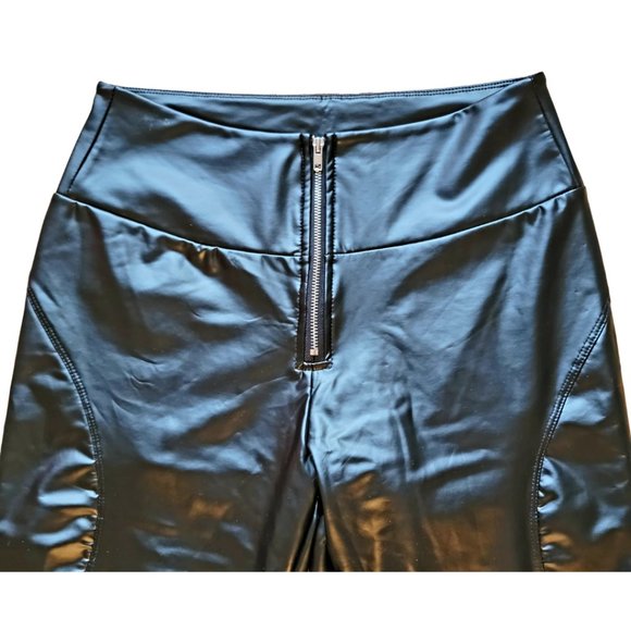 Women’s Faux Leather Black Pants Zipper-Front, Slightly Skinny, Small (NWOT) - Picture 8 of 9